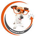 Websnare circular icon with Jack Russell mascot in orange glasses.